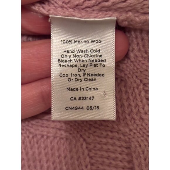 Talbots Cardigan Pink Merino Wool Cable Pattern Sweater Petite Small - Picture 4 of 9